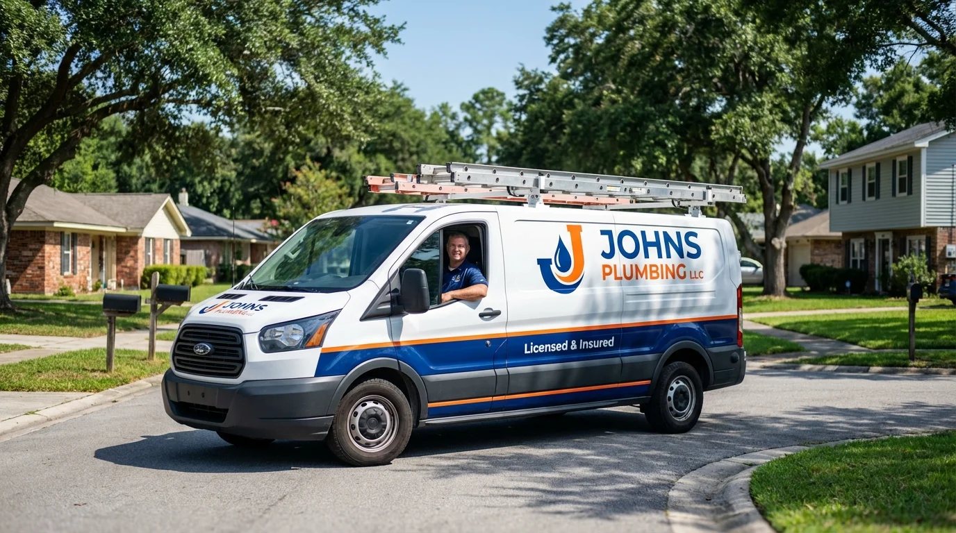 Johns Plumbing LLC service van in Maywood, NJ