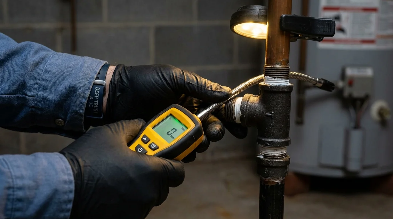 Gas leak detection with electronic sniffer by Johns Plumbing LLC in Maywood