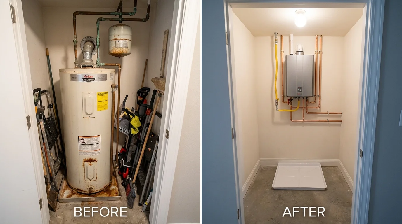 Tank water heater versus wall-mounted tankless unit comparison for Maywood, NJ homeowners